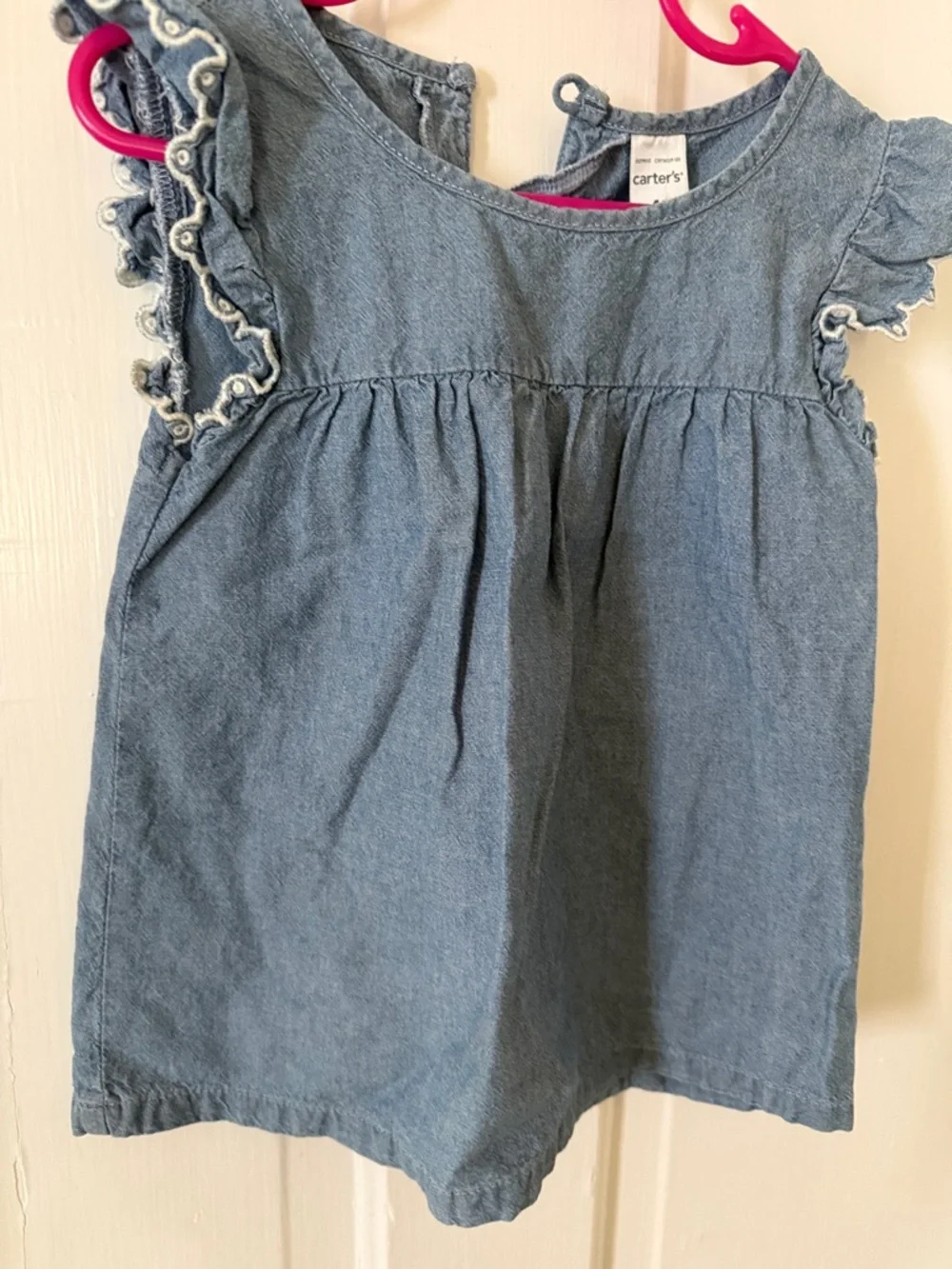 Carter's Light Blue Denim Ruffle Sleeve Toddler Dress
